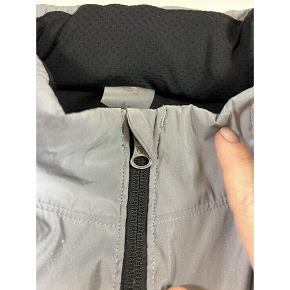 Calia Reflective Jacket Silver Black Medium Layered Look Zippered Hood - Picture 9 of 15